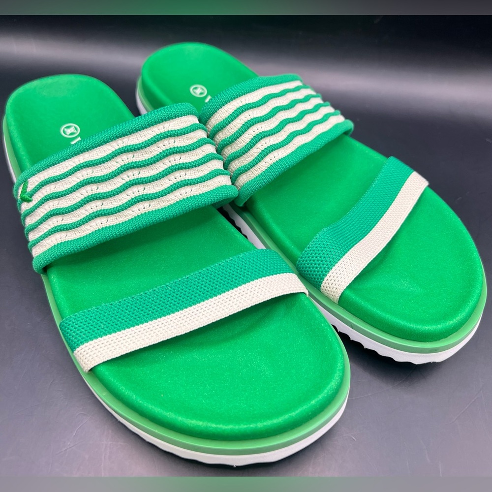 Vivaia- Green Double-Strap Slide Sandals, New‎ with stickers- Size:40